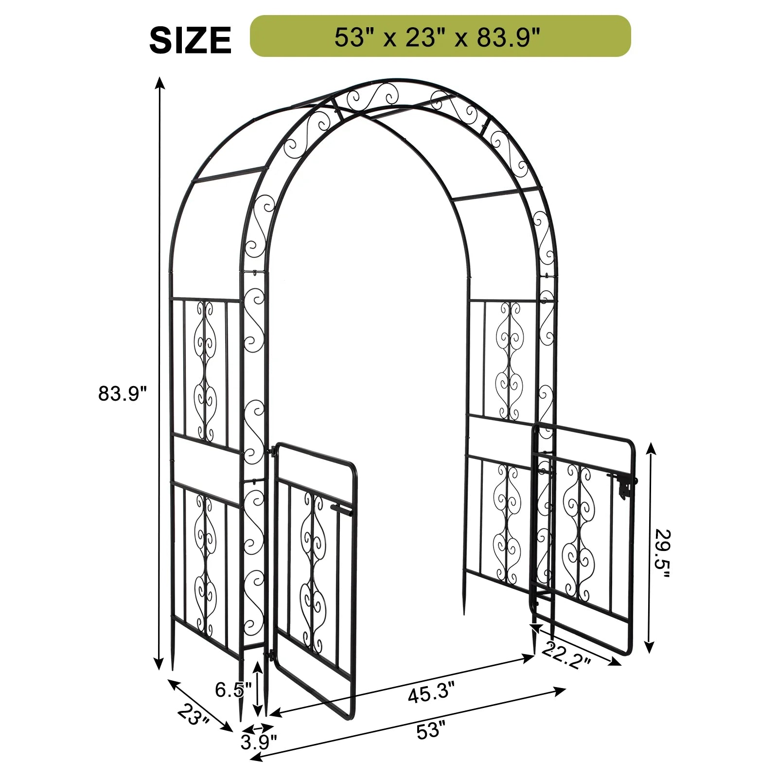 UBesGoo Garden Arch Arbor Trellis Steel Archway for Climbing Plants,7 Ft Iron
