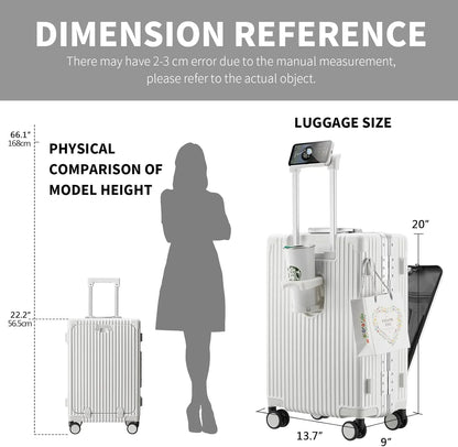 Carry-On Luggage with USB Charging Port, Front Compartment, TSA Lock, Airline Approved Carry On Hardside Suitcase with Spinner Wheels (Grey, 20inch)