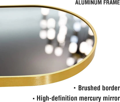 Vlush Full Length Mirror, 65"x22" Arched Floor Mirror, Full Body Standing Mirror with Aluminum Frame (Gold)