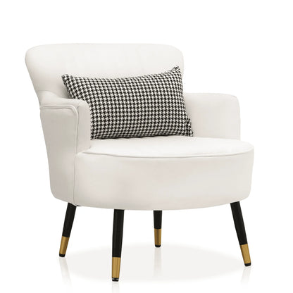 MoNiBloom Accent Chair, Modern Armchair with Wing Back and Cushion, Soft Padded Single Sofa for Living Room/Home Office/Bedroom, White