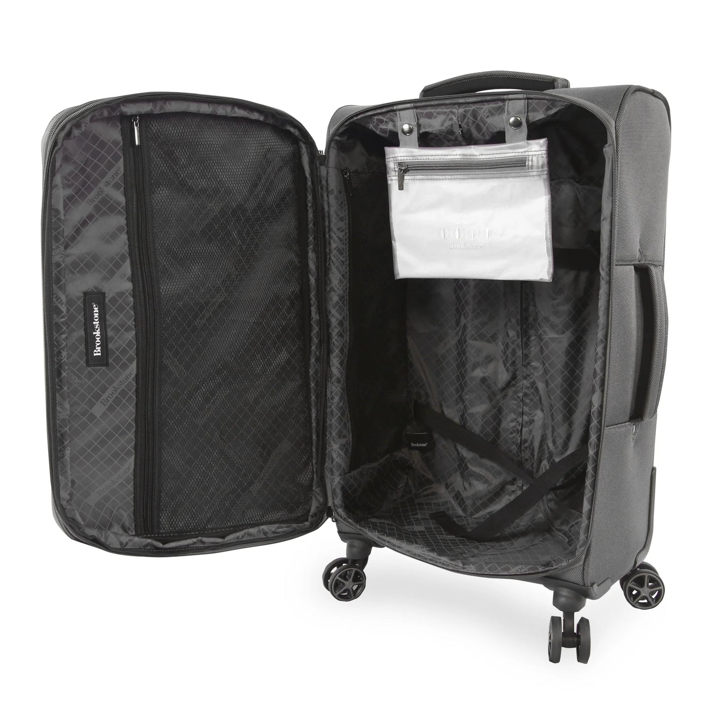 Brookstone Harbour 22" Softside Carry-on Spinner Luggage - Dark Charcoal