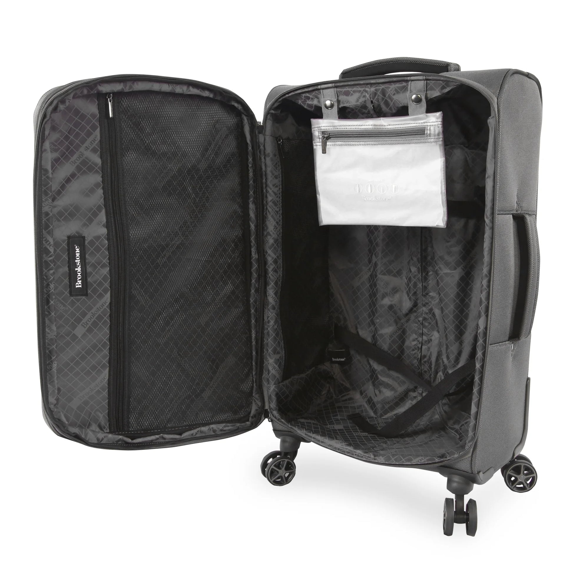 Brookstone Harbour 22" Softside Carry-on Spinner Luggage - Dark Charcoal
