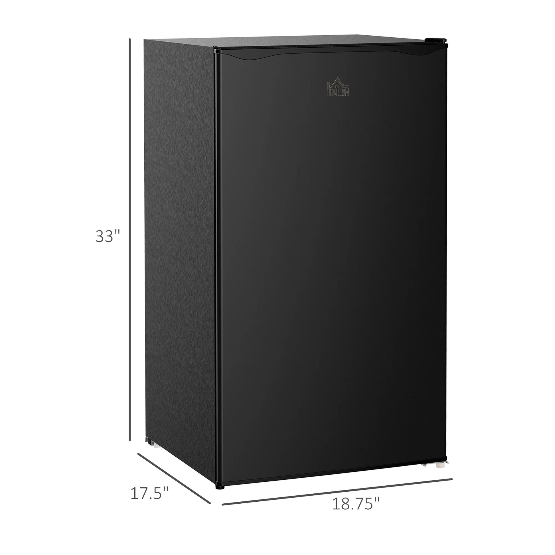 Homiyad 3.2 Cu.Ft Mini Fridge with Freezer, Single Door Compact Refrigerator with Adjustable Thermostat, Shelf and Reversible Door for Bedroom, Dorm, Home Office, Energy Efficient, Black