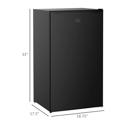 Homiyad 3.2 Cu.Ft Mini Fridge with Freezer, Single Door Compact Refrigerator with Adjustable Thermostat, Shelf and Reversible Door for Bedroom, Dorm, Home Office, Energy Efficient, Black