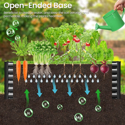 Homdox 6*3*2FT Galvanized Raised Garden Bed, Outdoor Thickened Raised Garden Planter Box for Vegetable Flower Fruit Herb, Rectangular Metal Garden Raised Box for Garden Yard, Black
