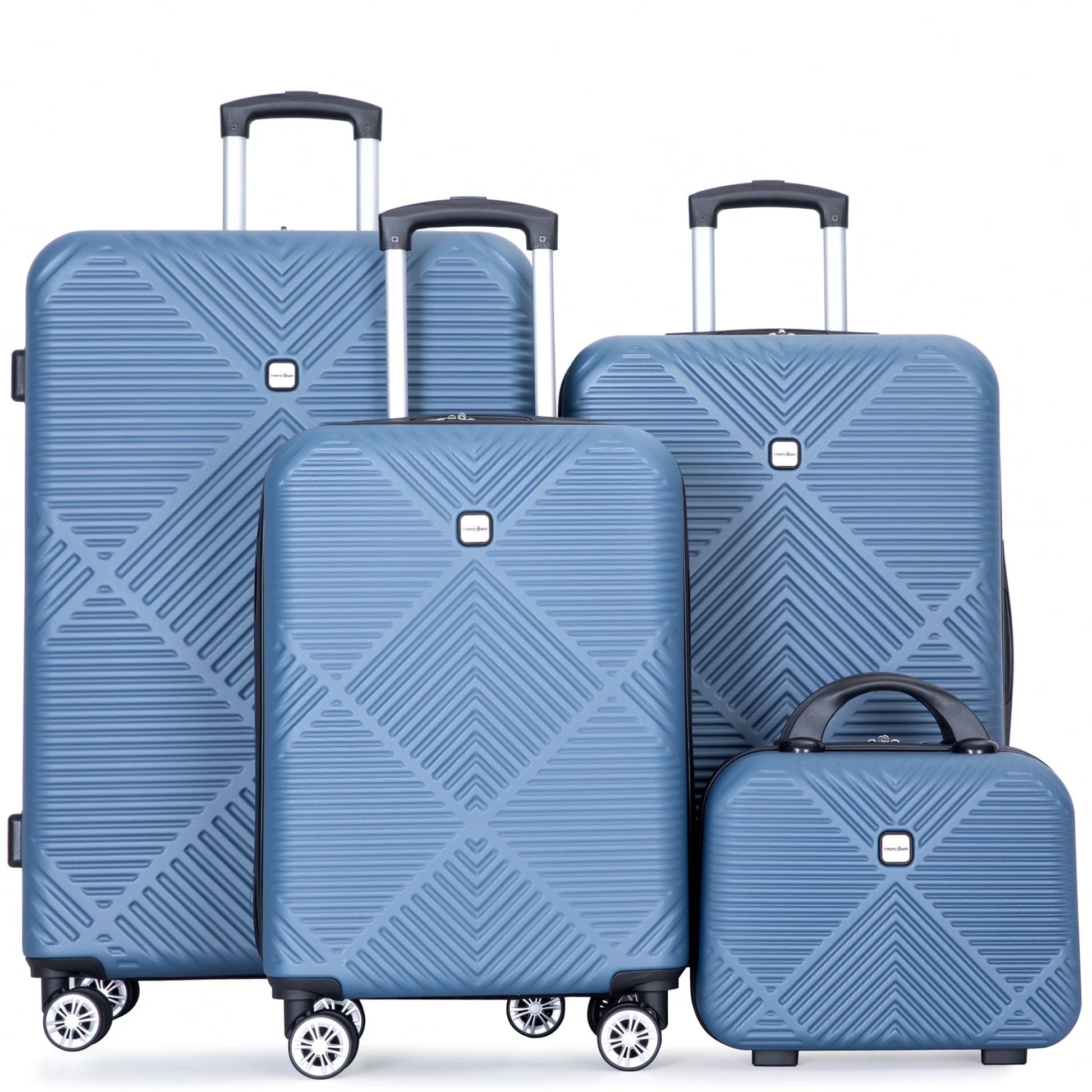 Tripcomp Luggage Sets 4 Piece Suitcase Set (14/20/24/28)Hardside Suitcase with Spinner Wheels Lightweight Carry on Luggage(Black)
