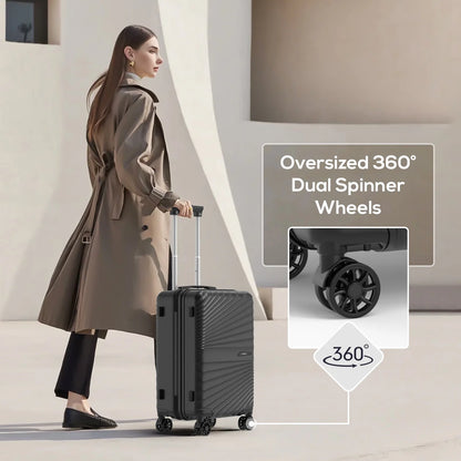 Joyway 6-Piece Hardside Luggage Set with Spinner Wheels and TSA Lock, Lightweight Carry-On Luggage Set for School, Travel, Weekend (Black)