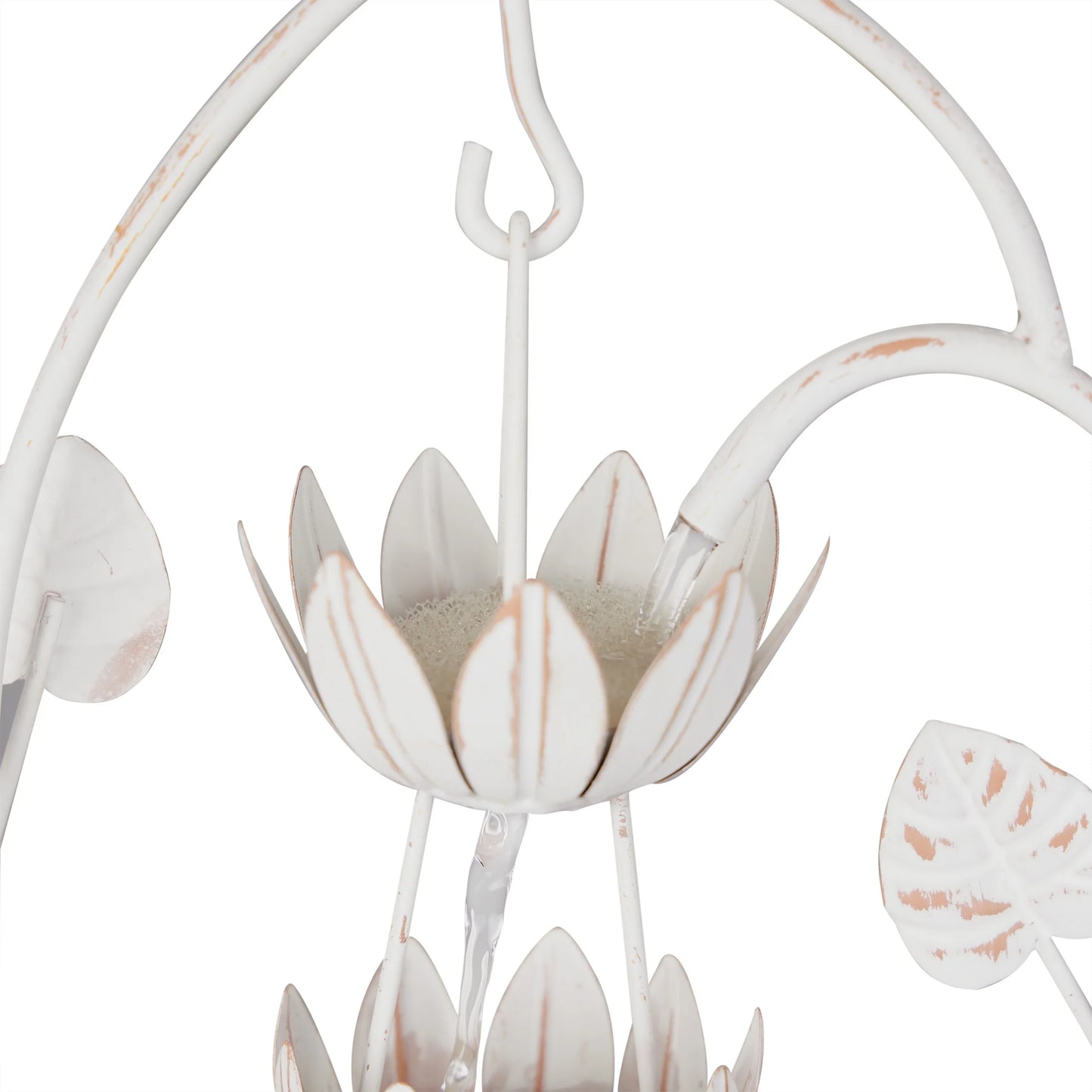Alpine Corporation Metal White Rustic Outdoor Electric Fountain with Flower