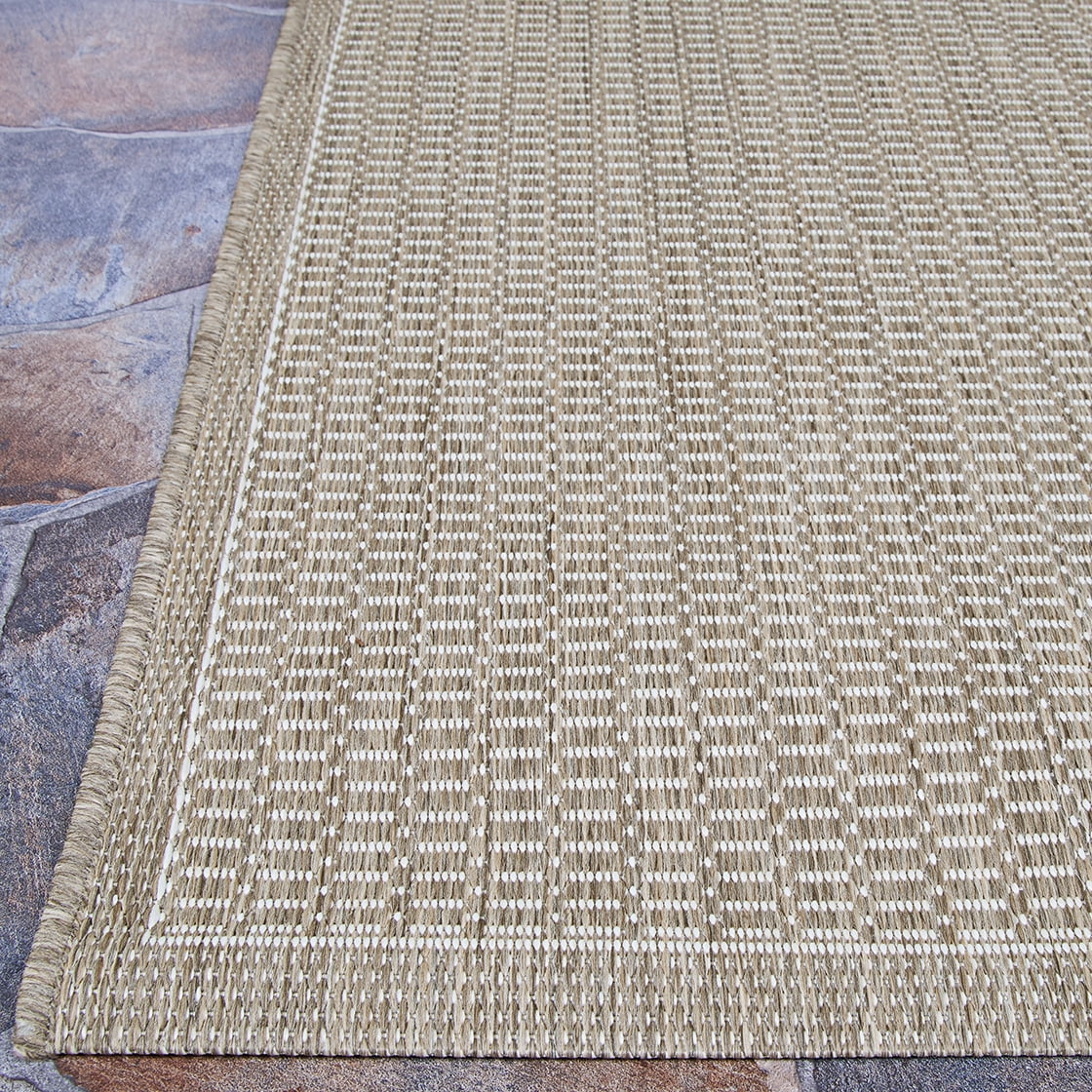 Couristan Recife Saddle Stitch 5'3" X 7'6" Ivory- Taupe Outdoor Rug