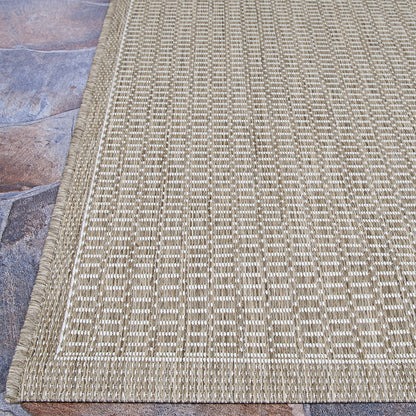 Couristan Recife Saddle Stitch 5'3" X 7'6" Ivory- Taupe Outdoor Rug