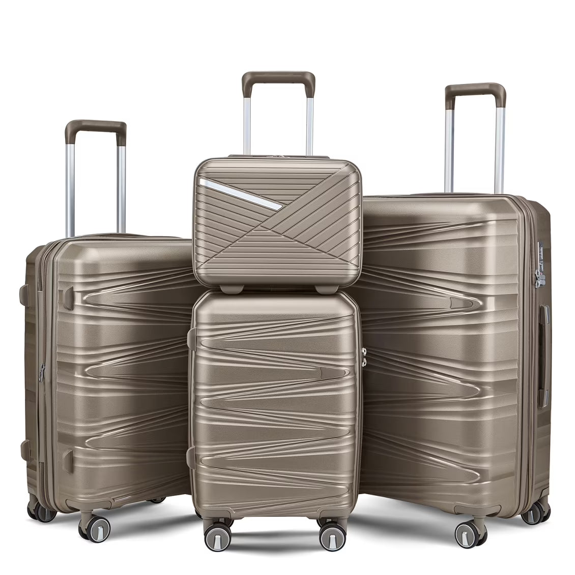 Luggage 4 Piece Sets(14/20/24/28), Hard Shell Lightweight TSA Lock Carry on Expandable Suitcase with Spinner Wheels Travel Set for Men Women, Champagne