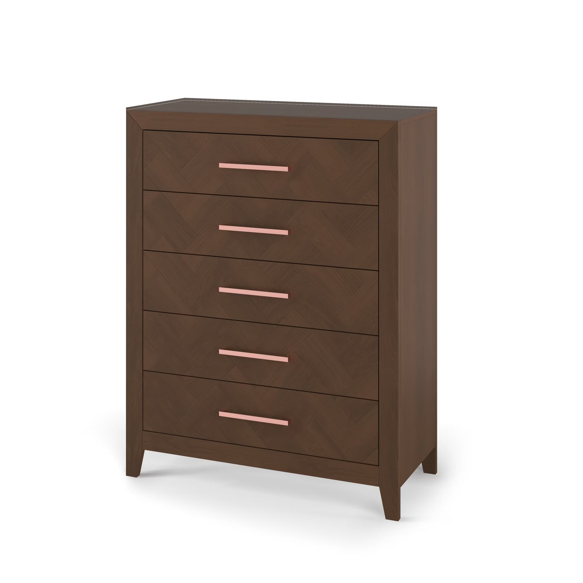 Child Craft Kieran 39" Interlocking 5-Drawer Chest for Nursery or Bedroom, Anti-Tip Kit, Herringbone Design, Crescent Gray
