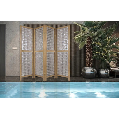 Sg-285A Princessa 4 Panel Screen Room Divider With Sandy Brown Finish