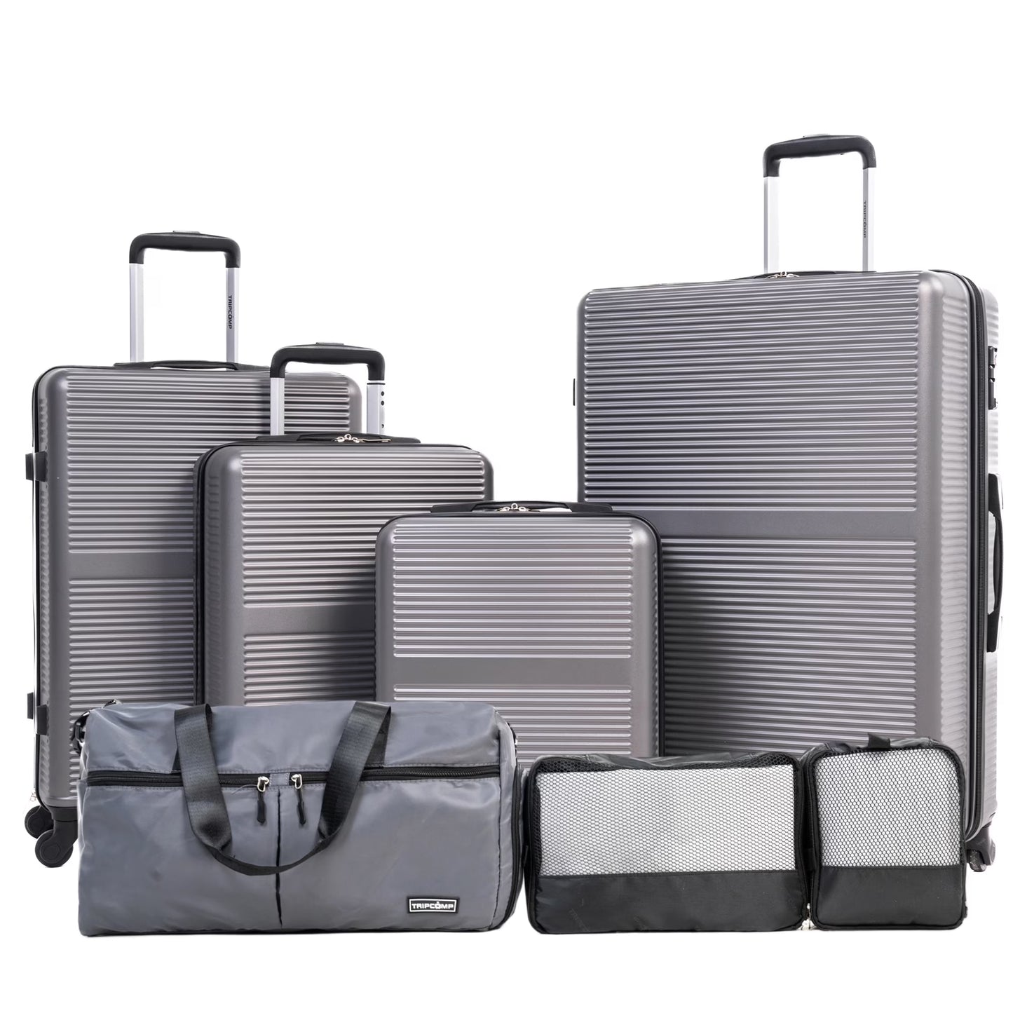 Tripcomp 7-Piece Hardside Luggage Set with TSA Lock Lightweight ABS+PC Suitcase (16/20/24/28 Inch) with 360° Silent Spinner Wheels, Duffel Bag and 2 Packing Cubes (White)