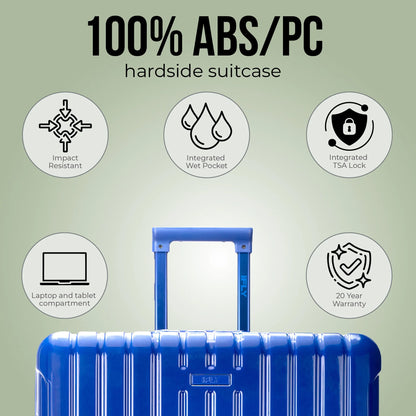 iFLY Odyssey 20" Hardside Carry-on Luggage with Front Opening Pocket, Navy