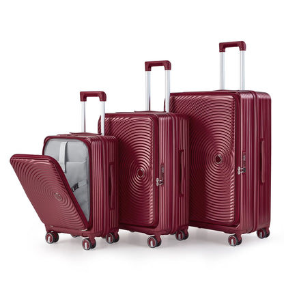 3 Piece Luggage Set Lightweight Suitcase with TSA Lock, PC Hard Shell Travel Luggage with Front Pocket and Spinner Wheels, Pink (20in24in28in)