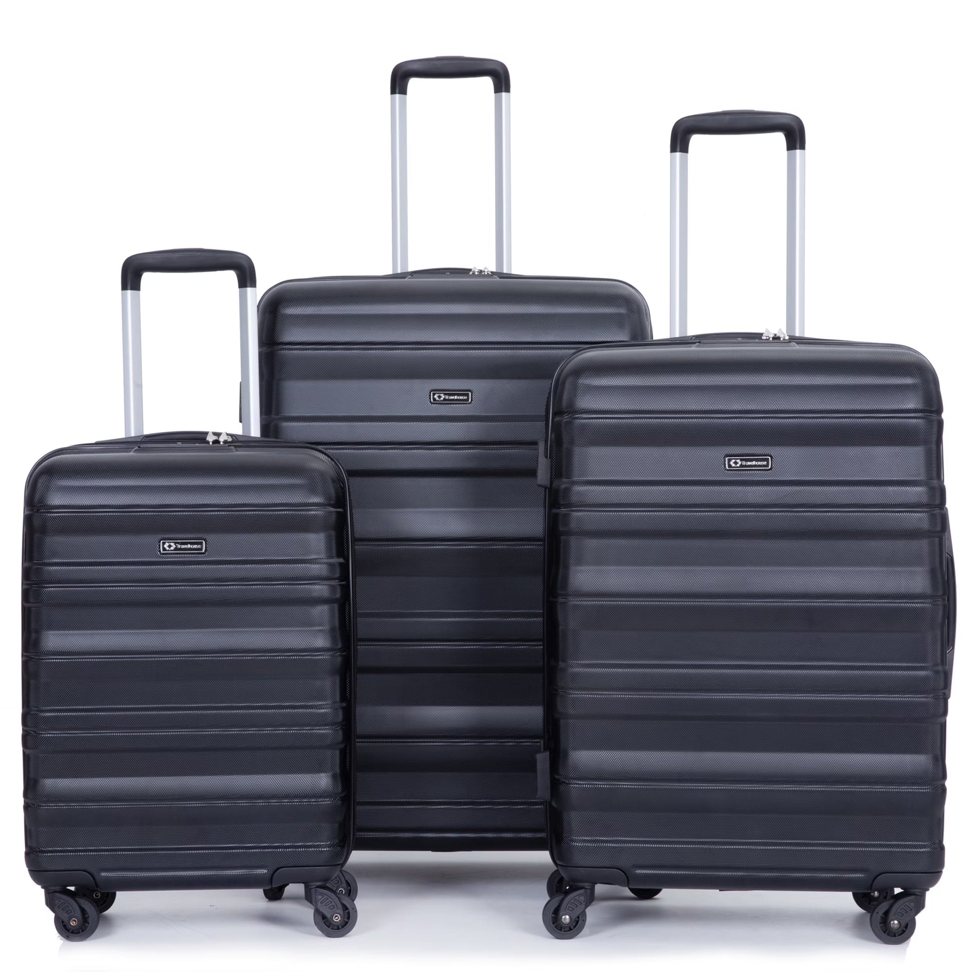 PAPROOS Hardside Luggage Set, 3 Piece 21in 25in 29in Carry on Suitcases Set with 2 Hooks and TSA Lock, Modern Lightweight Luggage Set, Hardshell Expandable Suitcase Set for Family Travel, Black