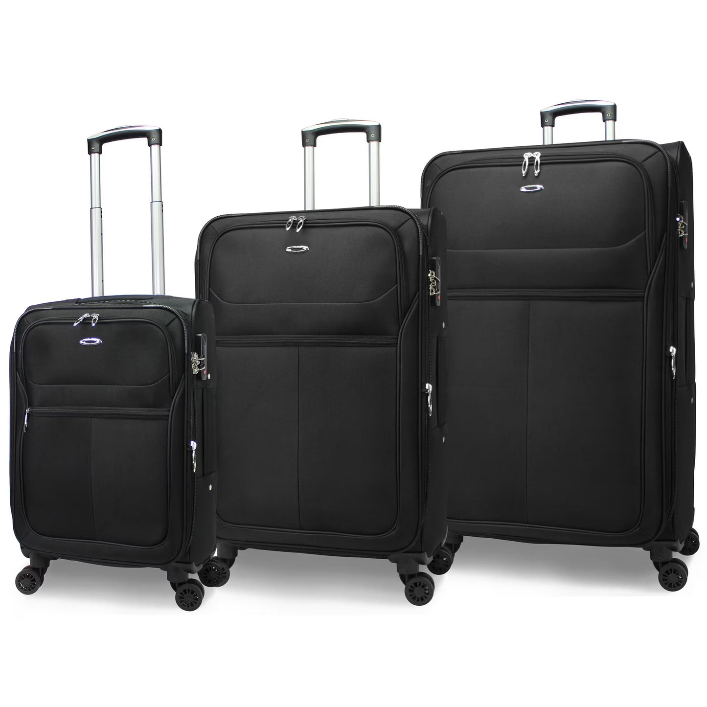 CalBags Kemyer Softside Lightweight 3-Piece Expandable Spinner Luggage Set - Black