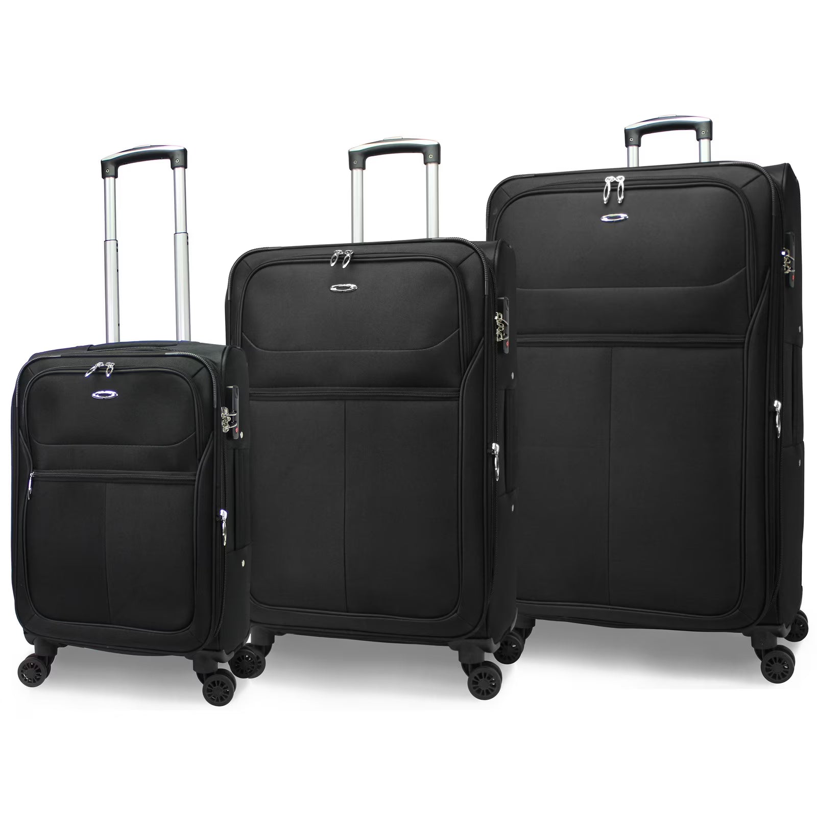 CalBags Kemyer Softside Lightweight 3-Piece Expandable Spinner Luggage Set - Black