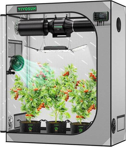 VIVOSUN G336 36"x36"x72" Grow Tent, 3x3 FT Advanced Gray Mylar Tent with 19mm Poles, Observation Window and Floor Tray for Hydroponic Plants for VS2000/VS3000