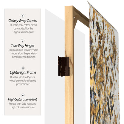 Oriental Furniture 6 ft. Tall Flowering Gold Canvas Room Divider - 3 Panel