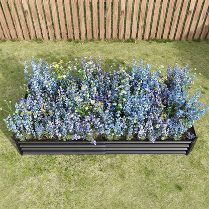 Dtwnek Rectangle Metal Raised Garden Bed Raised Planter for Flowers Plants, Black