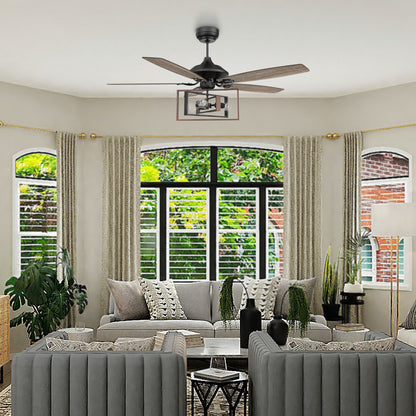 Smaair 52" 5 Blade Indoor Wood Ceiling Fan with Reversible Blade for Home Office