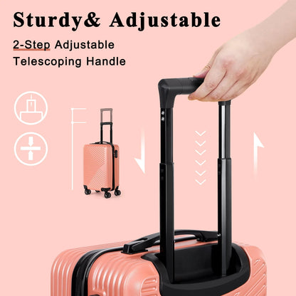 Carry On Luggage, 20" Hardside Suitcase ABS Spinner Luggage with Lock - Crossroad in Rosegold