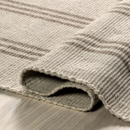 Rugs USA Hawthorn Striped Wool Area Rug, 4' x 6', Hawthorn Ivory