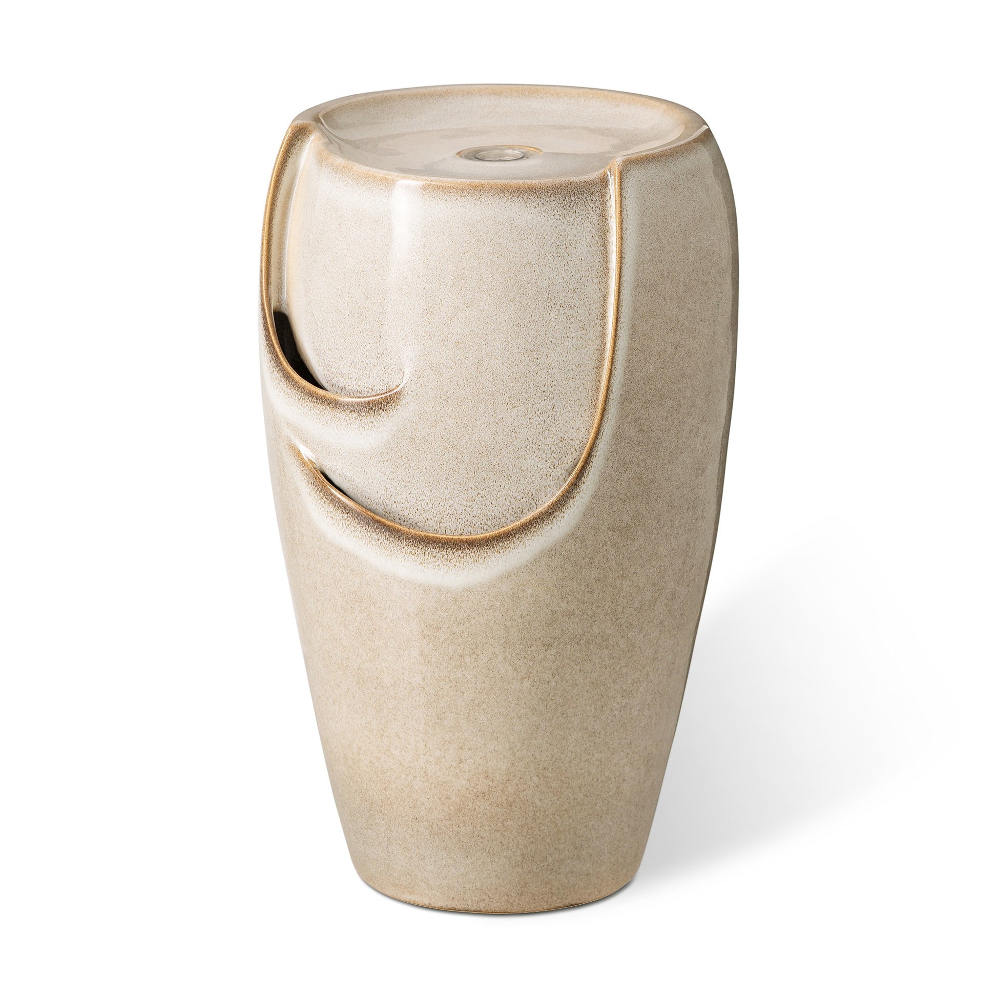 Glitzhome 21.25 Inch Tall Ceramic Vase Fountain Ceramic with Pump and LED Light Outdoor Fountain