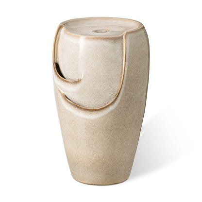 Glitzhome 21.25 Inch Tall Ceramic Vase Fountain Ceramic with Pump and LED Light Outdoor Fountain