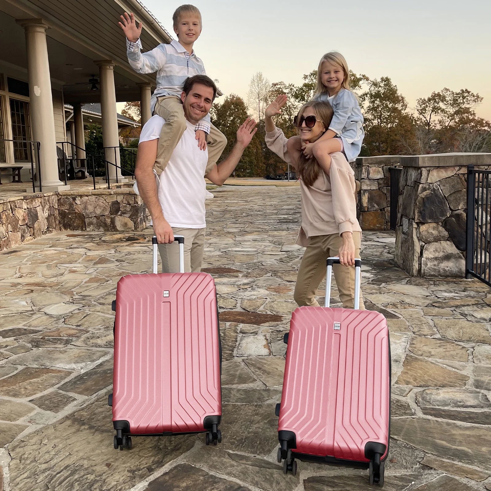 Luggage Expandable Hardside,PC ABS Lightweight Checked Suitecase with Spinner Wheels,TSA Lock,28 inch Pink
