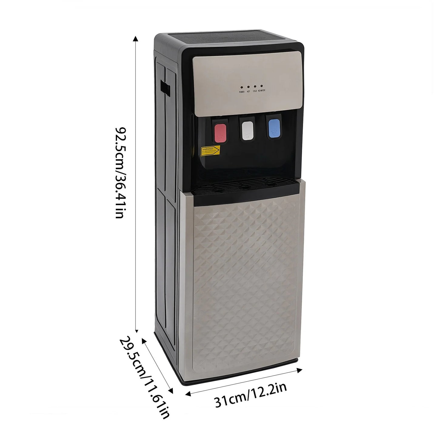 Silver Grey Floor Standing Hot& Cold Water Dispenser with 3 Temperature Settings, Indicator Lights & Removable Drip Tray, for Home Office and Living Room