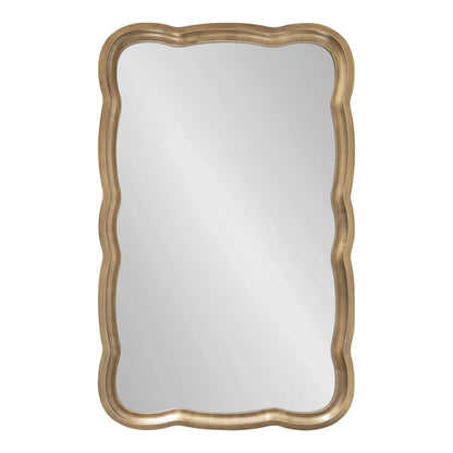 Kate and Laurel Hatherleigh Scallop Wooden Vintage Wavy Wall Mirror, 24 x 38, Antique Gold