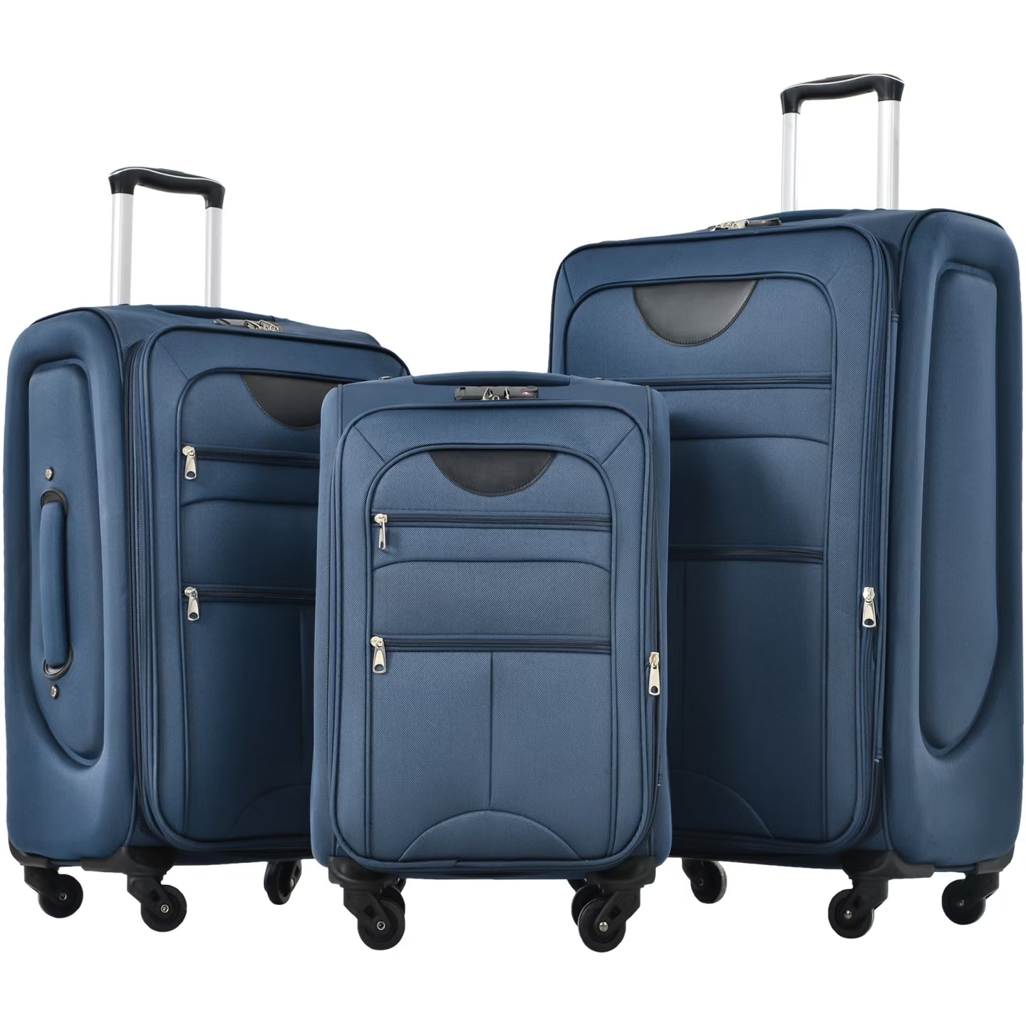 Expandable Softside Luggage Sets 3 Piece,Upright Spinner Suitcases with Wheels,Lightweight Carry on Luggage Travel Set,Green
