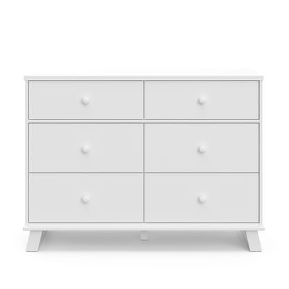 Storkcraft Modern 6 Drawer Nursery Dresser, White with Vintage Driftwood