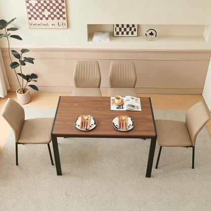 47" Dining Table, 4-Person Indoor Walnut Wood Grain Effect Table with Metal Legs, Rectangular Kitchen Table for Dining Room, Kitchen, Home Office, and Small Spaces