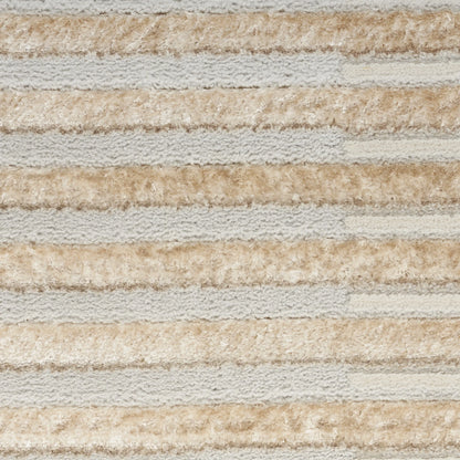 Inspire Me! Home Dcor Brushstrokes Striped Beige Silver 5'3" x 7'3" Area Rug (5x7)