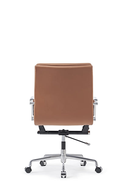 LUXMOD Home Office Desk Chair with Armrest Adjustable Swivel Chair Soft Pad Brown Leather Office Chair Arm Chair Ergonomic Desk Chair for Extra Back and Lumbar Support upholstered Living Room chair