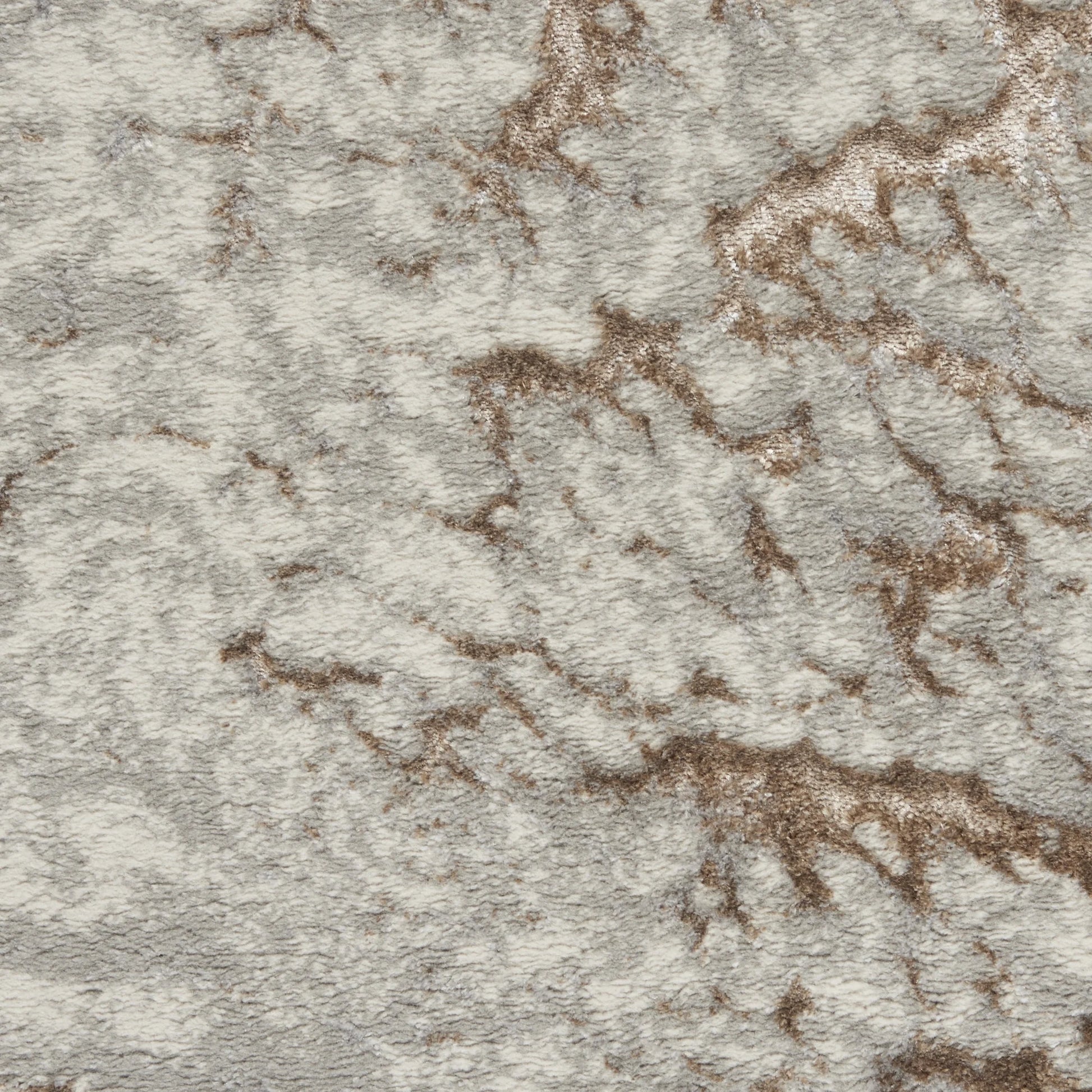 Inspire Me! Home Decor Metallic Abstract Grey Mocha 2'2" x 7'6" Area Rug, (2x8)