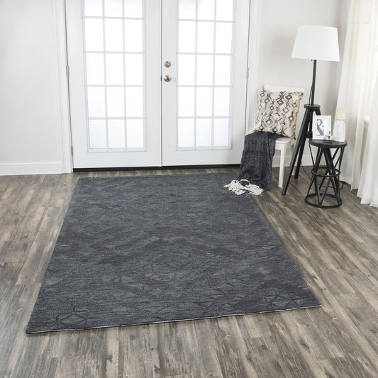 Alora Decor Emerson 5' x 8' Diamond Dk. Grey/Gray/Rust/Blue Hand-Tufted Area Rug