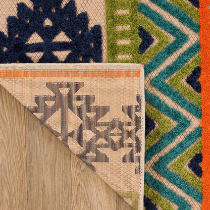 World Rug Gallery Contemporary Geometric Bohemian Indoor/Outdoor Area Rug - Multi 5' x 7'