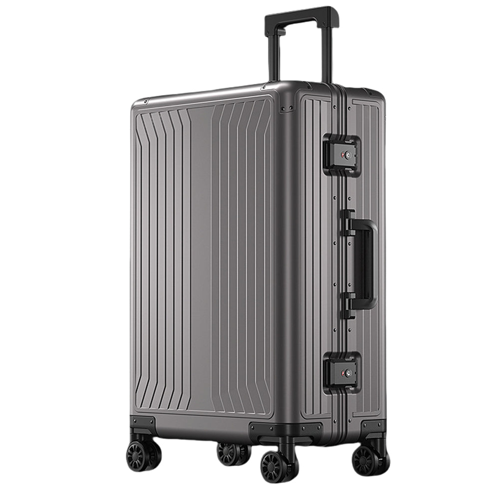 All Aluminum Magnesium Hardshell Carry on Luggage with Wheels, Modern Zipperless Hardshell Checked Luggage with TSA Lock, Airline Approved Metal Suitcase Travel Metal Rolling Luggage