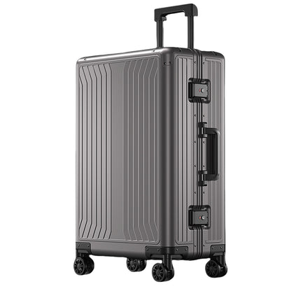 All Aluminum Magnesium Hardshell Carry on Luggage with Wheels, Modern Zipperless Hardshell Checked Luggage with TSA Lock, Airline Approved Metal Suitcase Travel Metal Rolling Luggage