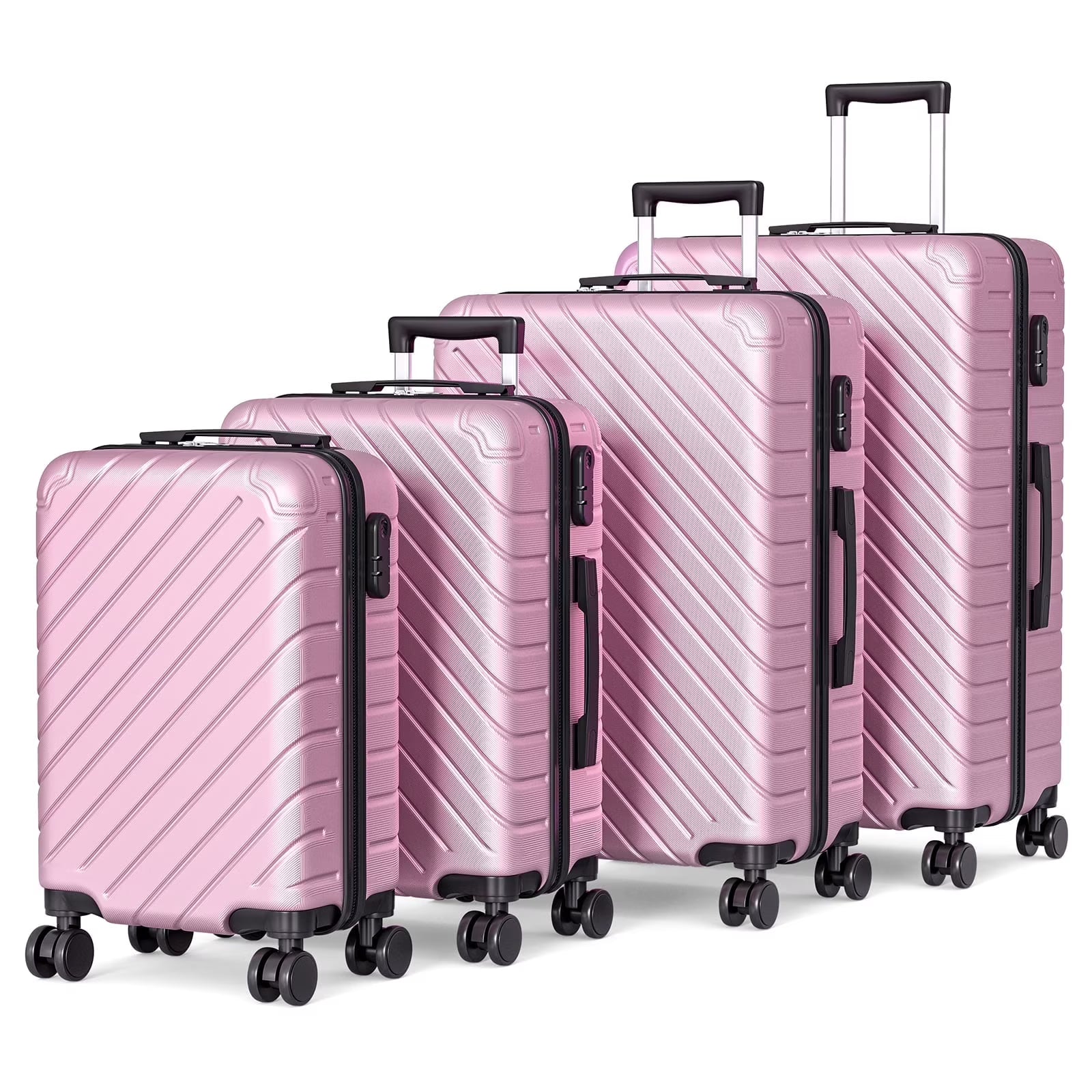 Apelila 4 Piece Luggage Sets Waterproof Durable Ultra-Light Hardside Spinner Suitcase Set Extra Large Capacity with 360° Silent Wheels 3-Level Handles Lightweight Travel Luggage Free Covers & Hangers