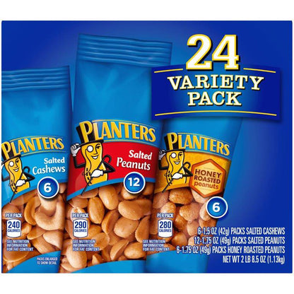 Planters, Cashew & Peanut, Variety Pack, 24-count
