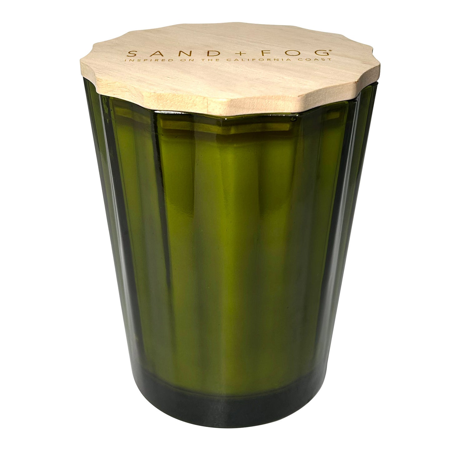 Sand + Fog 57 oz. Scalloped Candle with Rubber Wood Lid