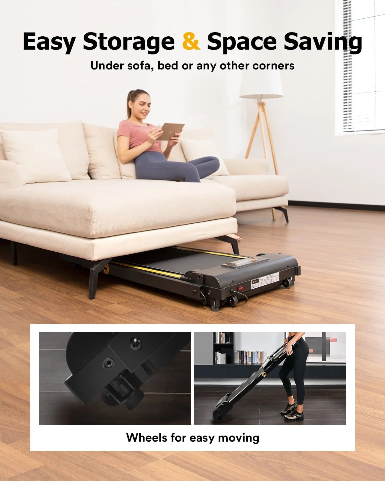 UREVO Folding Treadmill, 2.25HP Mini Treadmills for Home Office with 12 HIIT Modes, 265 lbs Capacity
