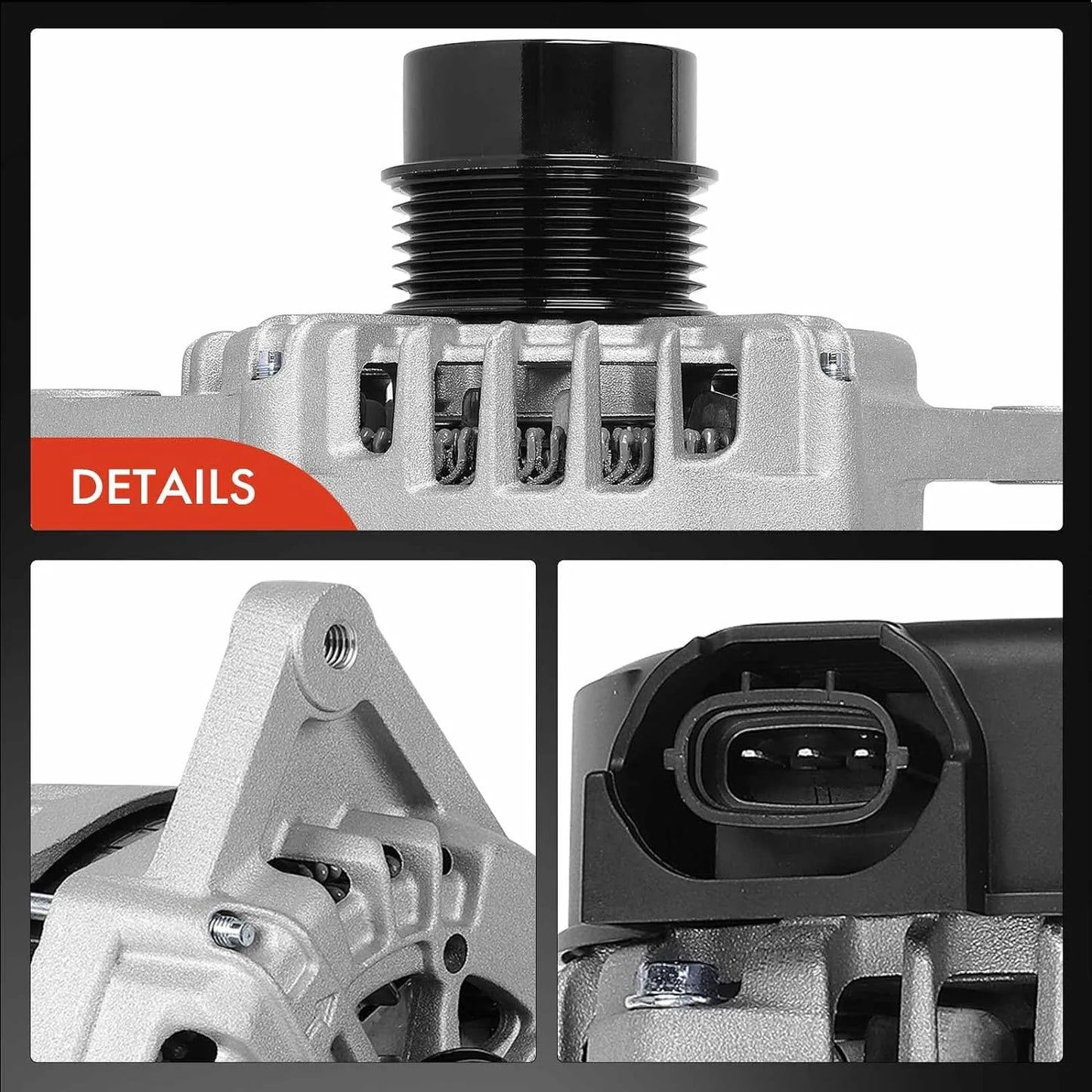 A-Premium Alternator Compatible with Kia Soul 2017-2019, Rio 2018-2019, Seltos 2021 & Hyundai Accent 2018-2019, 1.6L, 12V 130A 6-Groove Clutch Pulley Clockwise, Replace# 2626125, 373002B970
