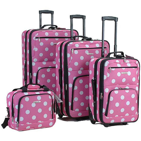 4 piece Pink Dots Luggage Set